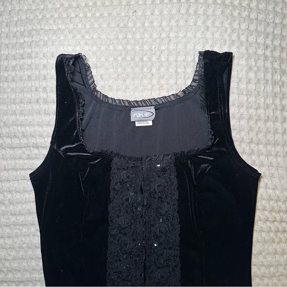 SOLD 90s Goth Rave Velvet Sequin Hook Eye Corset Lace Short Sleeve Corset Top - Picture 3 of 8